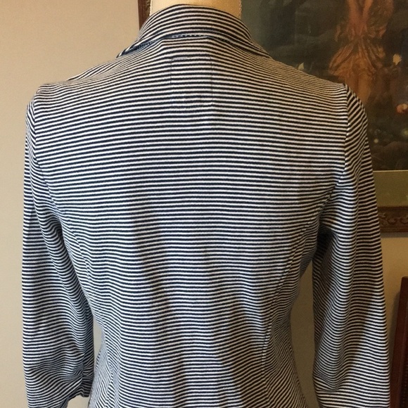 Tulle short waisted jacket size S blue and white stripe - Picture 2 of 10